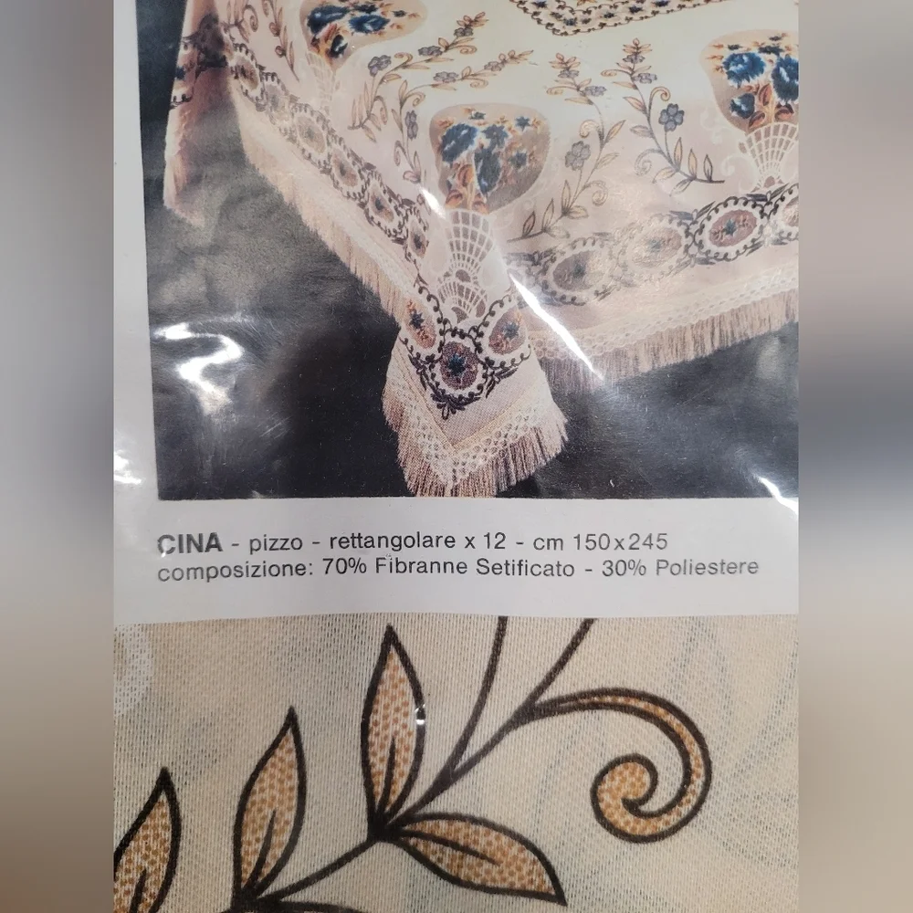 CINA Vintage Italy Rectangular Table Cloth Linen Never Used In Package Perfect